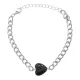 Браслет цепь нерж.сталь с Сердцем из нат.камня Черный агат BSS-08