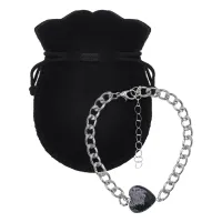 Браслет цепь нерж.сталь с Сердцем из нат.камня Снежный обсидиан BSS-09