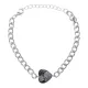 Браслет цепь нерж.сталь с Сердцем из нат.камня Снежный обсидиан BSS-09