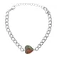 Браслет цепь нерж.сталь с Сердцем из нат.камня Унакит BSS-10