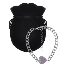 Браслет цепь нерж.сталь с Сердцем из нат.камня Аметист BSS-11