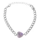 Браслет цепь нерж.сталь с Сердцем из нат.камня Аметист BSS-11
