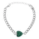 Браслет цепь нерж.сталь с Сердцем из синт.камня Малахит BSS-12