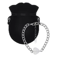 Браслет цепь нерж.сталь с Сердцем из нат.камня Горный хрусталь BSS-13