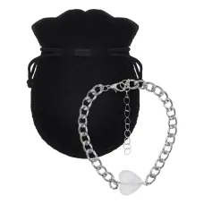 Браслет цепь нерж.сталь с Сердцем из нат.камня Горный хрусталь BSS-13