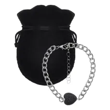 Браслет цепь нерж.сталь с Сердцем из нат.камня Лава BSS-17