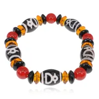 Браслет с бусинами Дзи Кубера, натуральный агат BSDZ-041