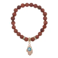 Браслет Ладонь (защита от сглаза и зла) синт.камень Корич. авантюрин 8мм BS-CR-0241