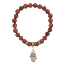 Браслет Ладонь (защита от сглаза и зла) синт.камень Корич. авантюрин 8мм BS-CR-0241