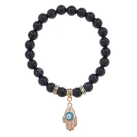 Браслет Ладонь (защита от сглаза и зла) синт.камень Синий авантюрин 8мм BS-CR-0242