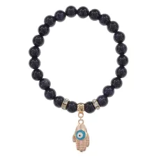 Браслет Ладонь (защита от сглаза и зла) синт.камень Синий авантюрин 8мм BS-CR-0242