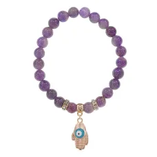 Браслет Ладонь (защита от сглаза и зла) нат.камень Аметист 8мм BS-CR-0243