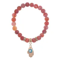 Браслет Ладонь (защита от сглаза и зла) нат.камень Африканский агат 8мм BS-CR-0244