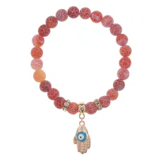 Браслет Ладонь (защита от сглаза и зла) нат.камень Африканский агат 8мм BS-CR-0244