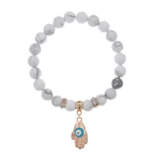 Браслет Ладонь (защита от сглаза и зла) нат.камень Кахолонг 8мм BS-CR-0247