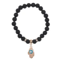Браслет Ладонь (защита от сглаза и зла) нат.камень Лава 8мм BS-CR-0249