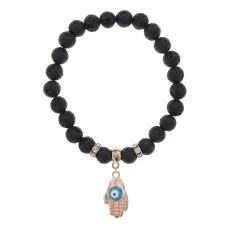 Браслет Ладонь (защита от сглаза и зла) нат.камень Лава 8мм BS-CR-0249