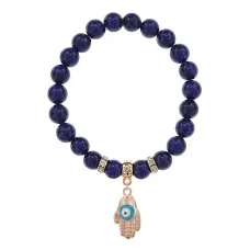 Браслет Ладонь (защита от сглаза и зла) нат.камень Лазурит 8мм BS-CR-0250