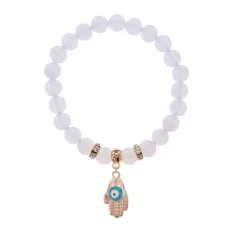 Браслет Ладонь (защита от сглаза и зла) синт.камень Лунный камень 8мм BS-CR-0251