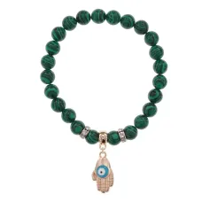 Браслет Ладонь (защита от сглаза и зла) синт.камень Малахит 8мм BS-CR-0252