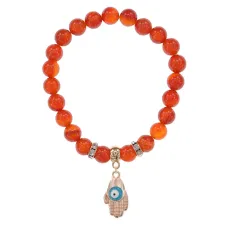 Браслет Ладонь (защита от сглаза и зла) нат.камень Сердолик 8мм BS-CR-0257