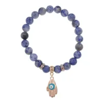 Браслет Ладонь (защита от сглаза и зла) нат.камень Содалит 8мм BS-CR-0258