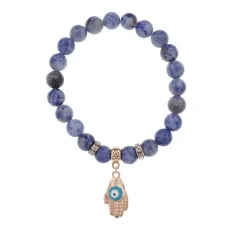 Браслет Ладонь (защита от сглаза и зла) нат.камень Содалит 8мм BS-CR-0258