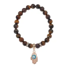 Браслет Ладонь (защита от сглаза и зла) нат.камень Тигровый глаз 8мм BS-CR-0259