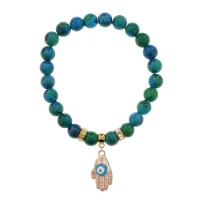Браслет Ладонь (защита от сглаза и зла) синт.камень Хризоколла 8мм BS-CR-0261