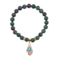 Браслет Ладонь (защита от сглаза и зла) синт.камень Цоизит 8мм BS-CR-0262