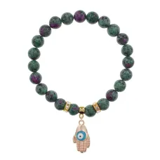 Браслет Ладонь (защита от сглаза и зла) синт.камень Цоизит 8мм BS-CR-0262