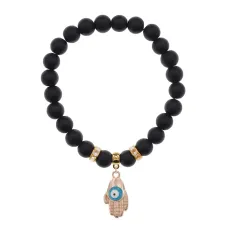 Браслет Ладонь (защита от сглаза и зла) синт.камень Шунгит 8мм BS-CR-0264