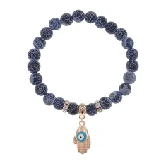 Браслет Ладонь (защита от сглаза и зла) нат.камень синий Африк. агат 8мм BS-CR-0267