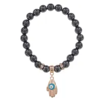 Браслет Ладонь (защита от сглаза и зла) синт.камень Гематит 8мм BS-CR-0268