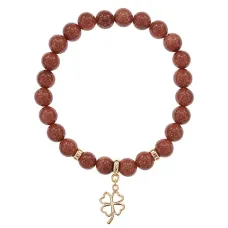 Браслет Клевер (удача, везение) синт.камень Корич. авантюрин 8мм BS-CR-0721