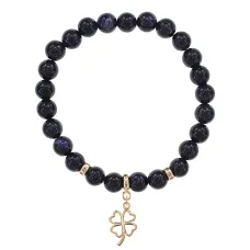 Браслет Клевер (удача, везение) синт.камень Синий авантюрин 8мм BS-CR-0722