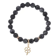 Браслет Клевер (удача, везение) нат.камень Лабрадор 8мм BS-CR-0728