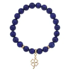 Браслет Клевер (удача, везение) нат.камень Лазурит 8мм BS-CR-0730