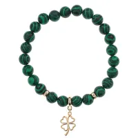 Браслет Клевер (удача, везение) синт.камень Малахит 8мм BS-CR-0732