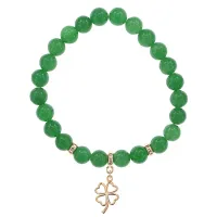 Браслет Клевер (удача, везение) нат.камень Нефрит 8мм BS-CR-0733