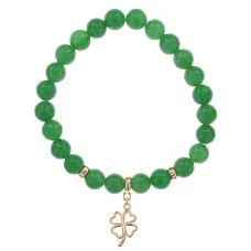 Браслет Клевер (удача, везение) нат.камень Нефрит 8мм BS-CR-0733