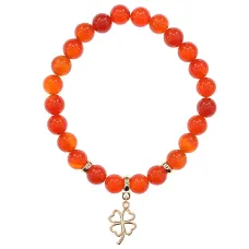 Браслет Клевер (удача, везение) нат.камень Сердолик 8мм BS-CR-0737