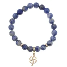 Браслет Клевер (удача, везение) нат.камень Содалит 8мм BS-CR-0738