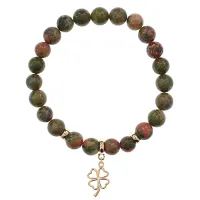 Браслет Клевер (удача, везение) нат.камень Унакит 8мм BS-CR-0740