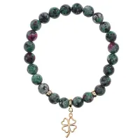 Браслет Клевер (удача, везение) синт.камень Цоизит 8мм BS-CR-0742