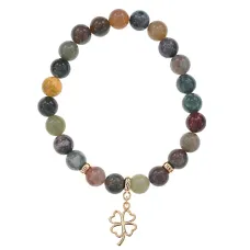 Браслет Клевер (удача, везение) нат.камень Яшма 8мм BS-CR-0745