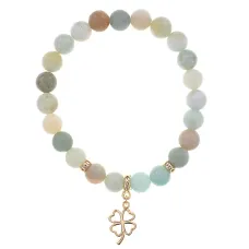 Браслет Клевер (удача, везение) нат.камень Амазонит 8мм BS-CR-0746
