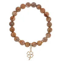 Браслет Клевер (удача, везение) нат.камень Песочная яшма 8мм BS-CR-0750