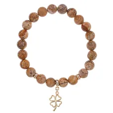 Браслет Клевер (удача, везение) нат.камень Песочная яшма 8мм BS-CR-0750