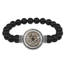 Браслет из черного агата Пентаграмма BSBA-151